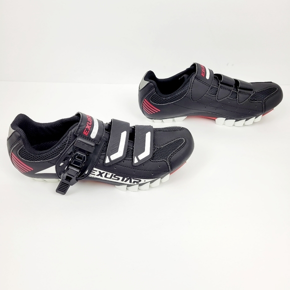 Exustar E-SM308B MTB Cycling Shoe Men 7 US/40EU~Women 8.5 US~White Black Red~NEW - Picture 3 of 12